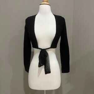 New 100% cashmere cropped cardigan with adjustable front tie